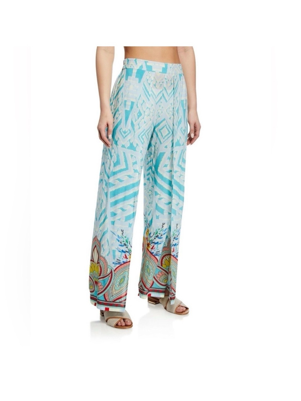 Johnny Was Dandridge Wrap Pants Blue Floral Large